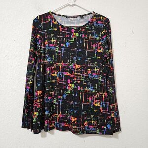 ​SnoSkins Vibrant Abstract "Matrix" Print Long Sleeve Top